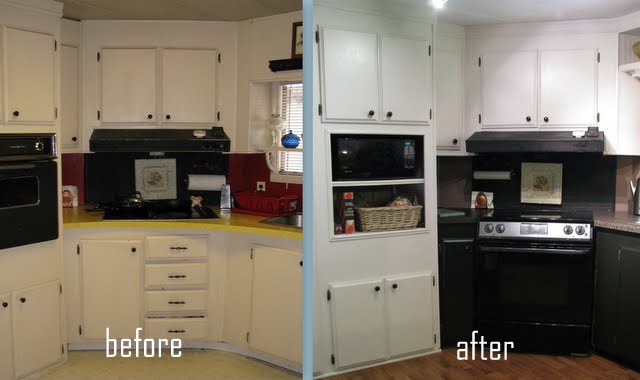 before and after images of budget kitchen makeover