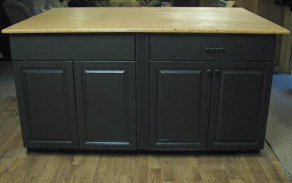free cabinets create kitchen island in mobile home