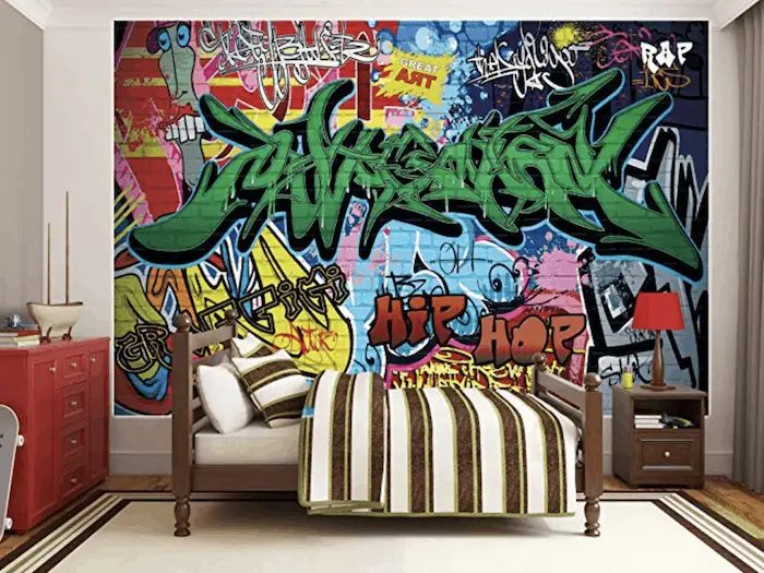 graffiti-wall-mural-for-kids-bedroom-ideas-in-mobile-home