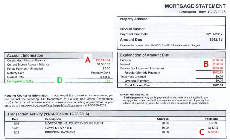 Mortgage Statement - The Brilliance of Making Additional Principal Payments