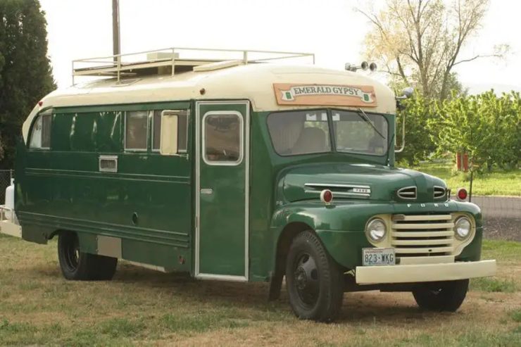 vintage buses-The Emerald Gypsy - Vintage Bus Conversions (Exterior)