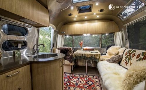 airstream glamping-rocky mountains living area