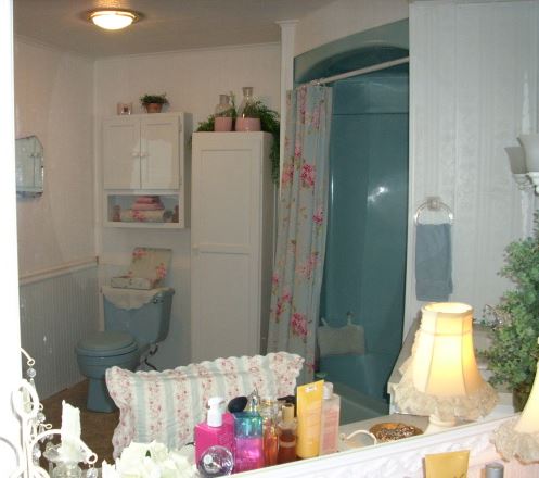 beautiful powder room in a double wide mobile home