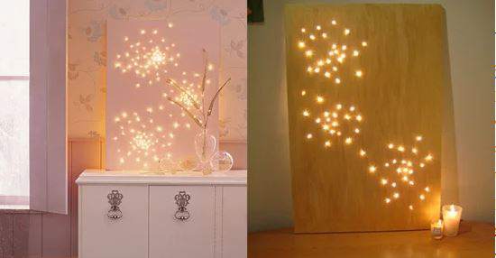 cheap-wall-art-ideas-christmas-lights-as-stars-behind-canvas