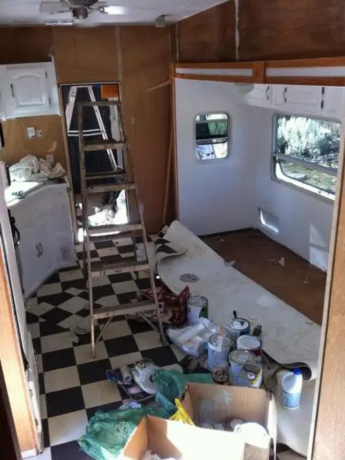 gypsy caravan-interior during remodel