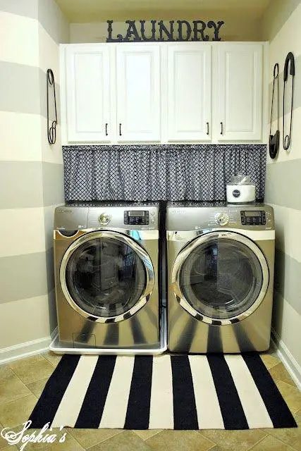 laundry room makeover ideas - striped
