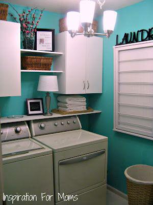 laundry room makeover ideas - teal