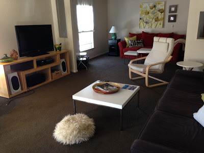 modern manufactured home remodel - living room before