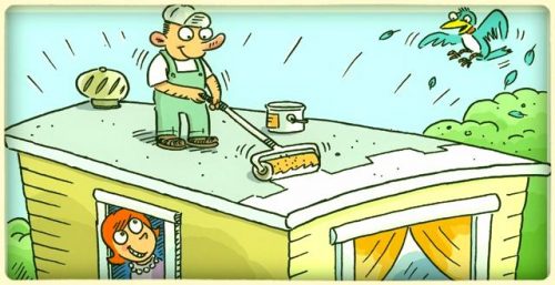 sealing a flat roof cartoon - buying a used mobile home