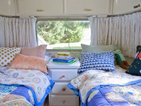 twin bedding in Adorable Airstream