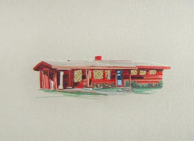 vintage mobile home art made of thread (2)